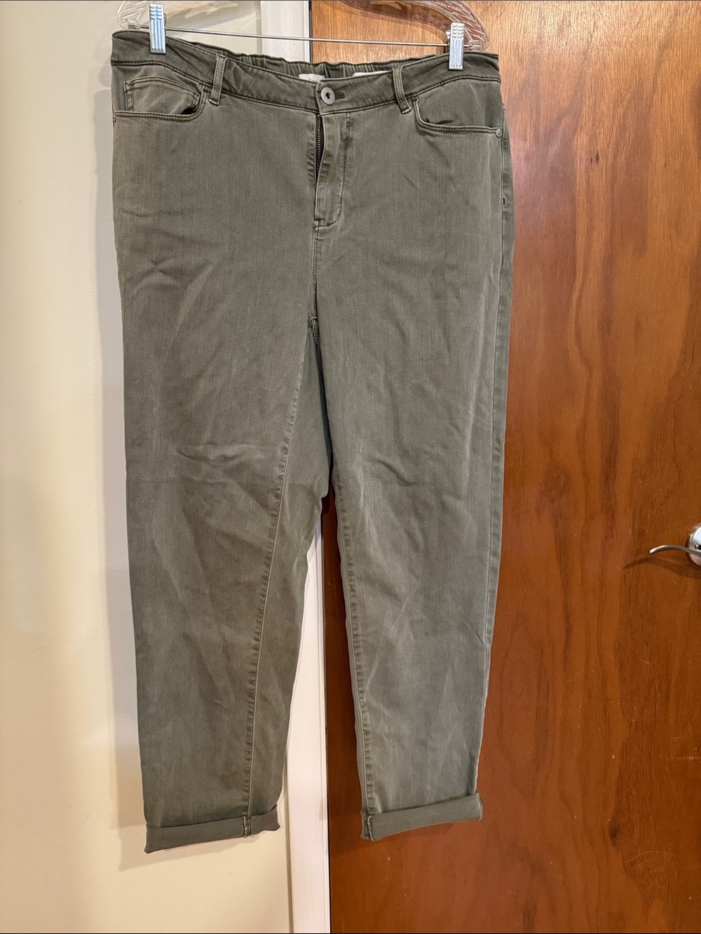 J Jill Olive Green Boyfriend Stretch Jeans